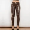 Brown Skinny Zippered Pants