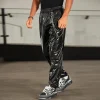 Elastic Waist Black Shiny Pants - Image 4