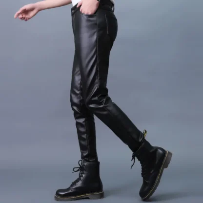 Straight Cut Black Motorcycle Pants - Image 2