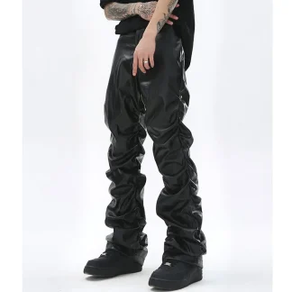 Ruched Stylish Black Pants
