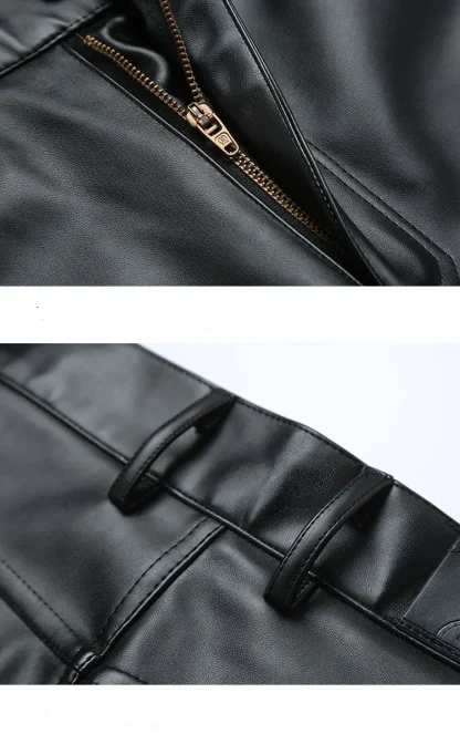 Straight Cut Black Motorcycle Pants - Image 6